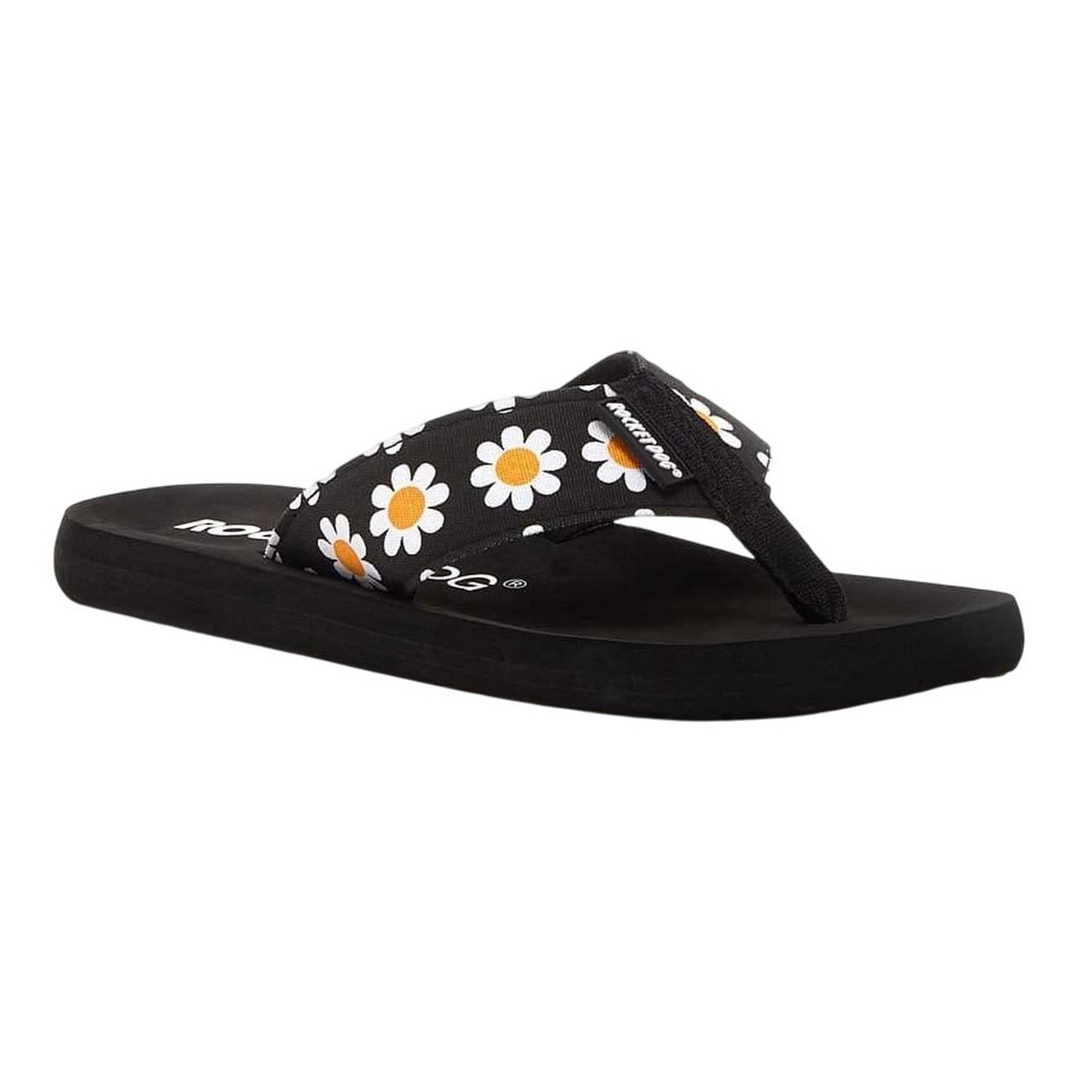 Black - Front - Rocket Dog Womens-Ladies Adios Daisy Flip Flops