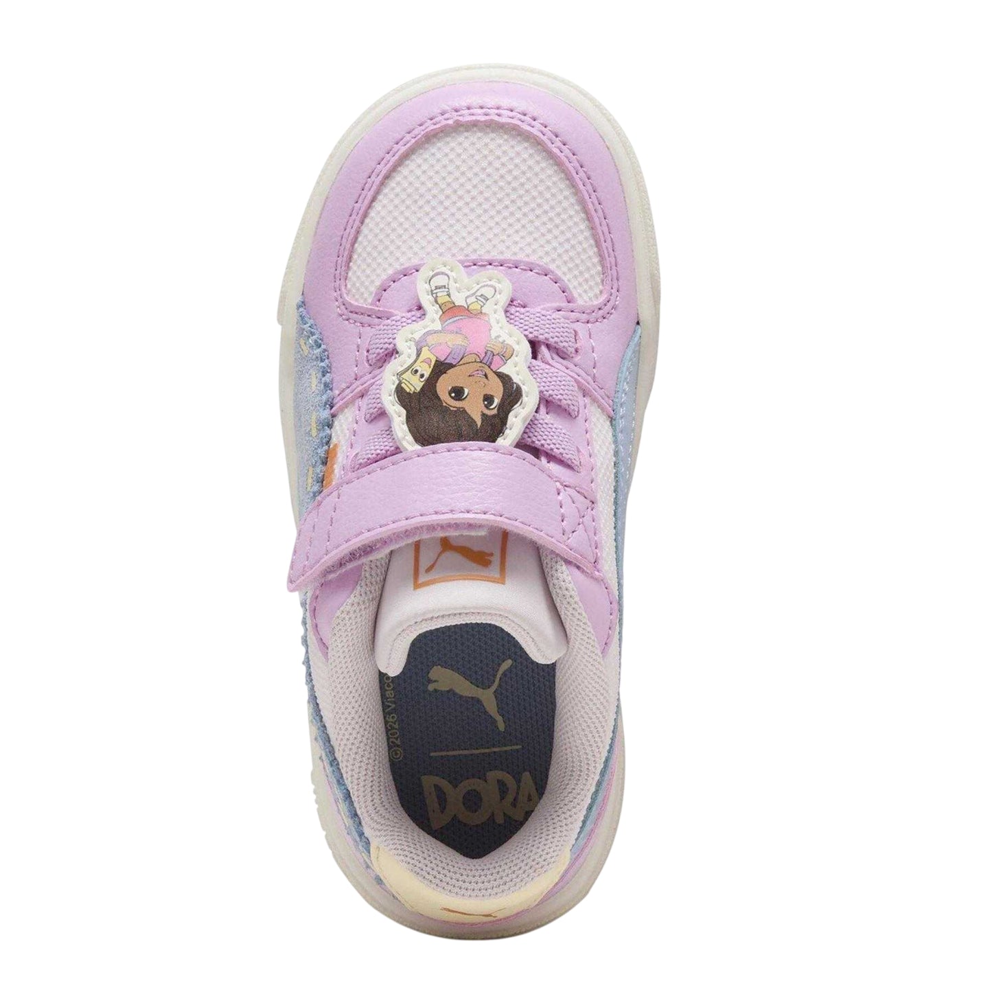 Mauve-Blue-Pink - Side - Puma Childrens-Kids Caven III Dora The Explorer Trainers