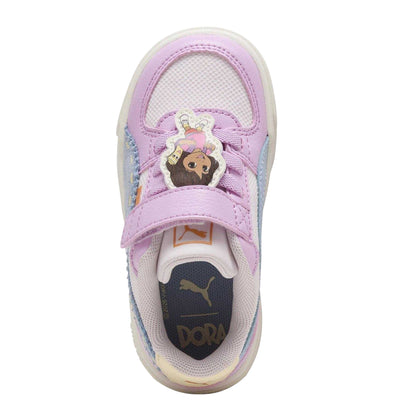 Mauve-Blue-Pink - Side - Puma Childrens-Kids Caven III Dora The Explorer Trainers