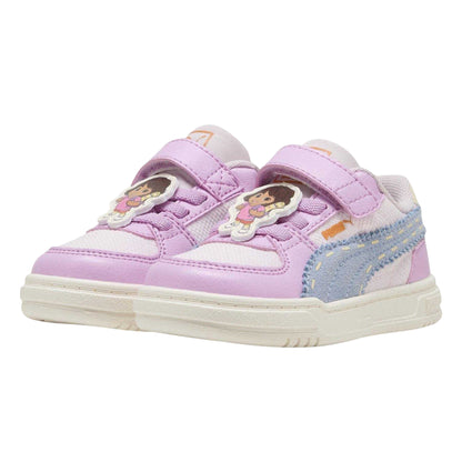 Mauve-Blue-Pink - Pack Shot - Puma Childrens-Kids Caven III Dora The Explorer Trainers