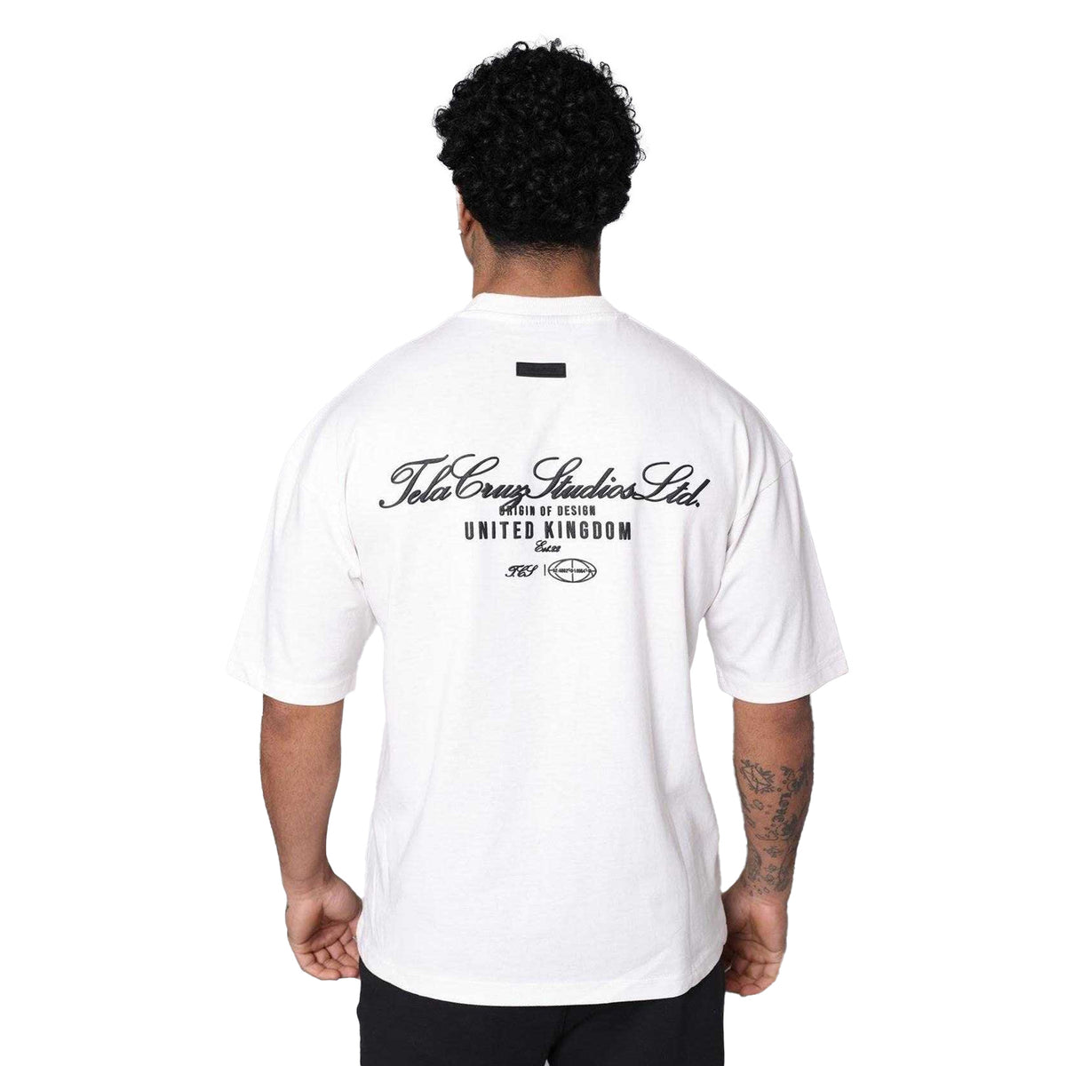 White - Back - Tela Cruz Mens Oversized T-Shirt