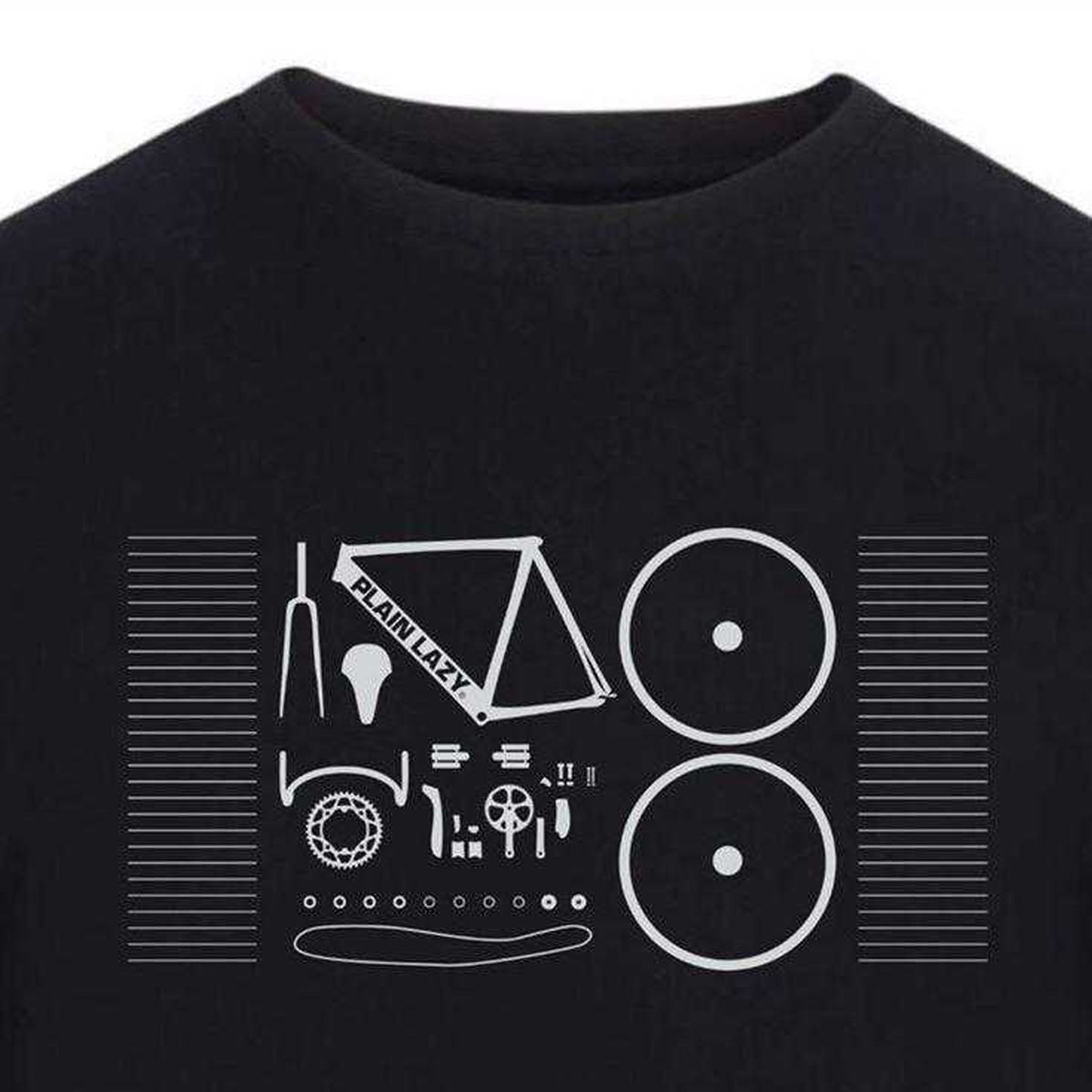 Black - Side - Plain Lazy Mens Bicycle T-Shirt