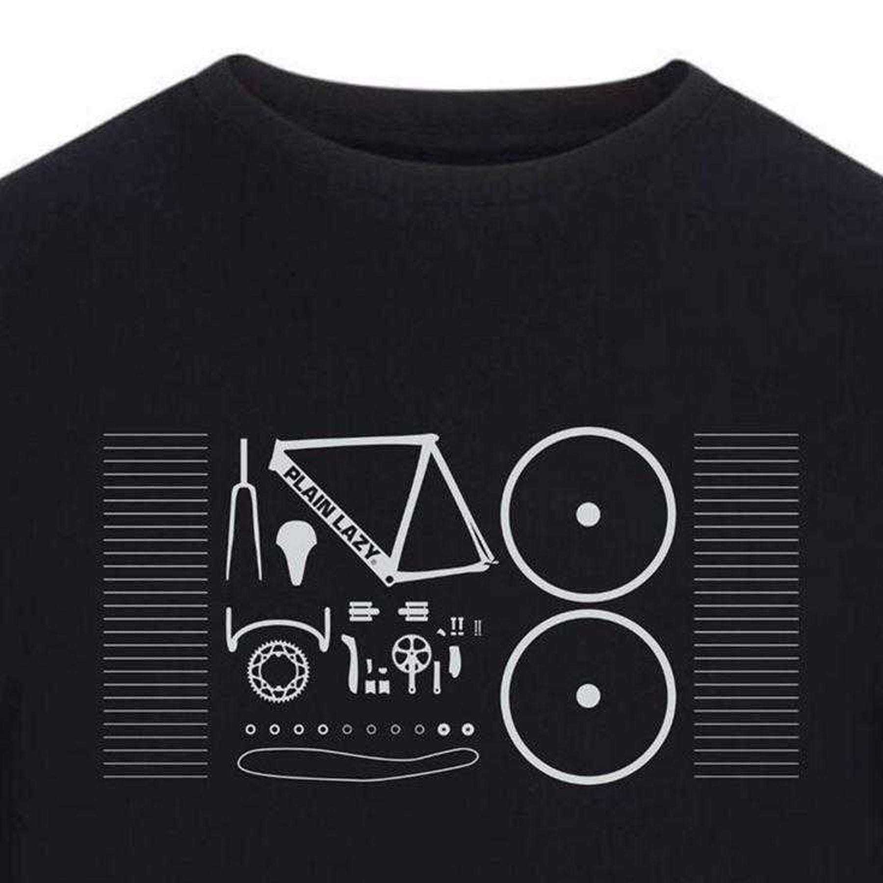 Black - Side - Plain Lazy Mens Bicycle T-Shirt