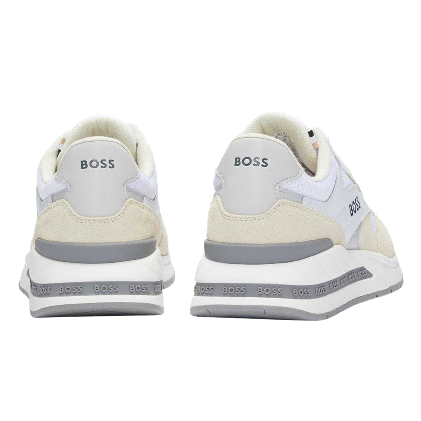 White - Back - Boss Mens Kurt Runn Dual Fabric Trainers