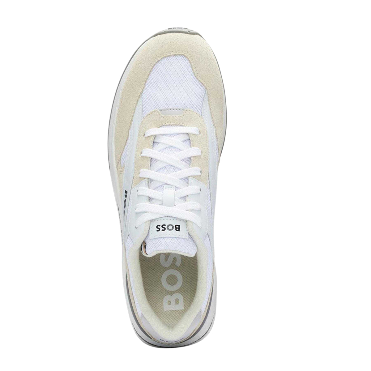 White - Side - Boss Mens Kurt Runn Dual Fabric Trainers