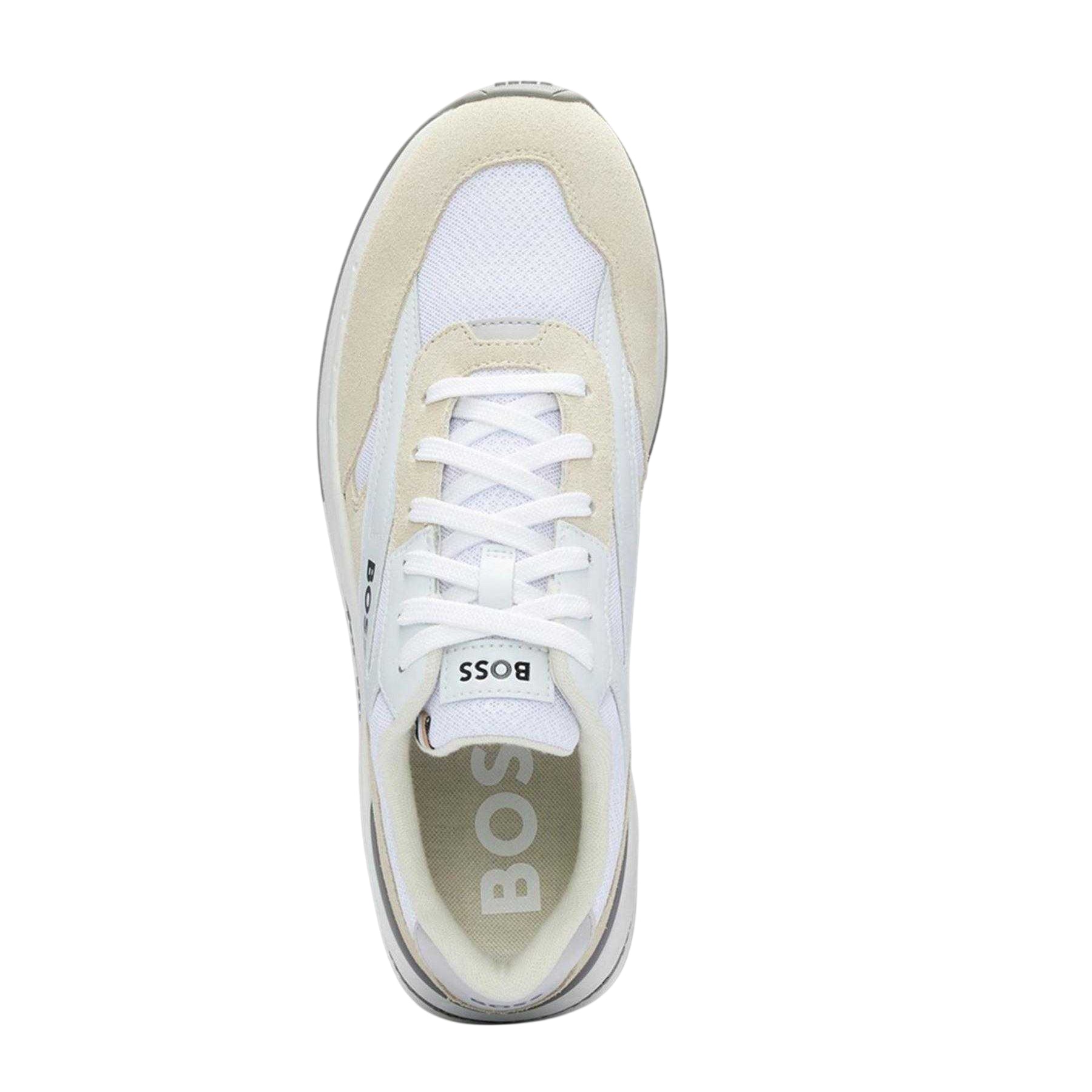 White - Side - Boss Mens Kurt Runn Dual Fabric Trainers
