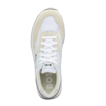 White - Side - Boss Mens Kurt Runn Dual Fabric Trainers