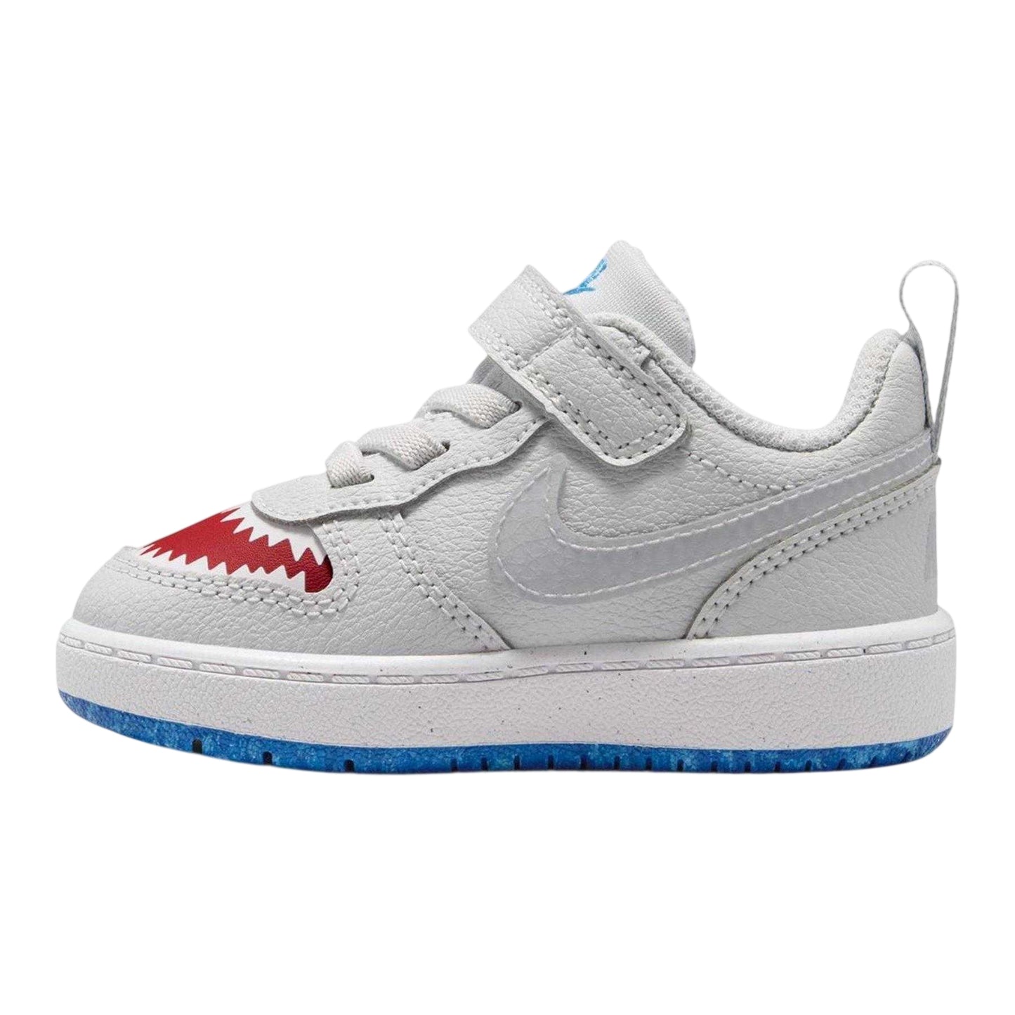 Platinum-Red - Side - Nike Baby Court Borough Shark Trainers