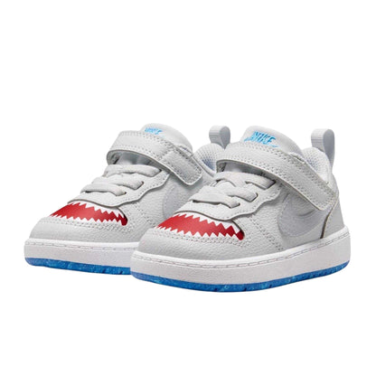 Platinum-Red - Pack Shot - Nike Baby Court Borough Shark Trainers