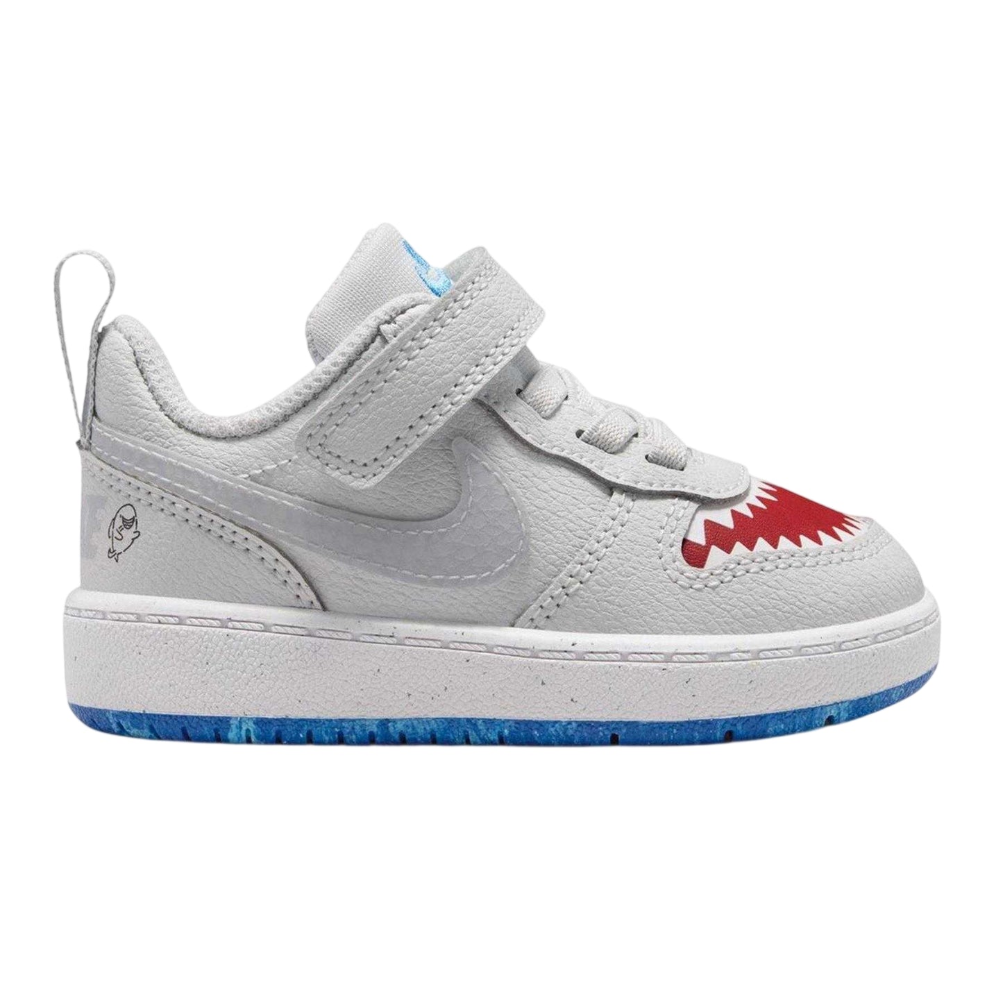 Platinum-Red - Front - Nike Baby Court Borough Shark Trainers