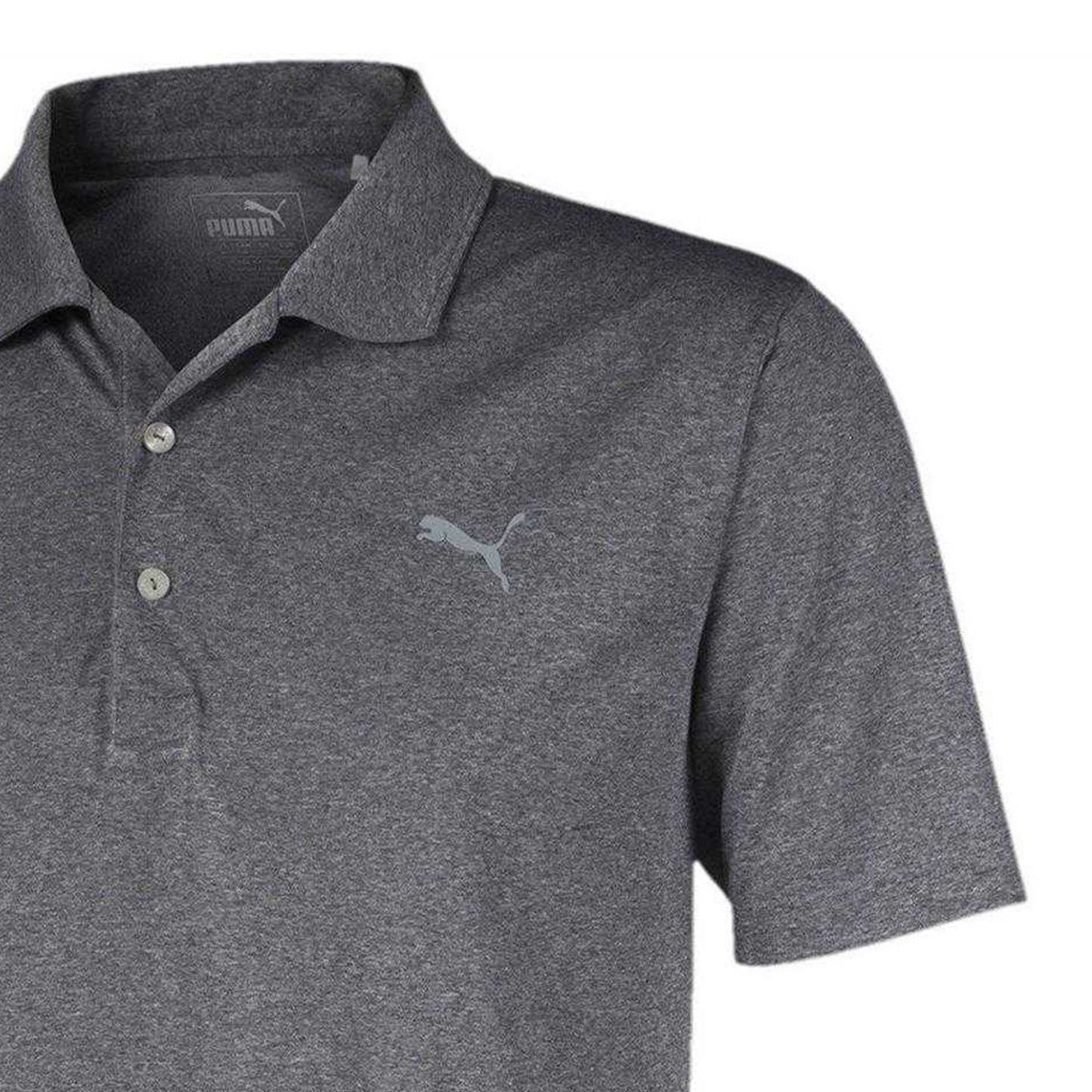 Black - Side - Puma Mens Heathered Performance Polo Shirt