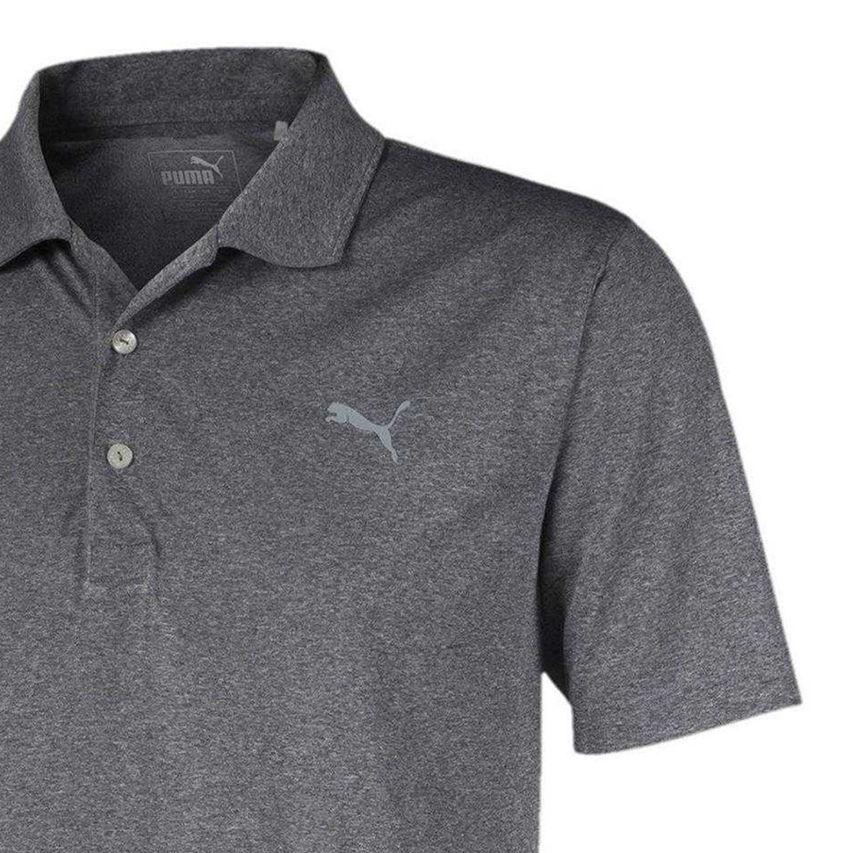 Black - Side - Puma Mens Heathered Performance Polo Shirt