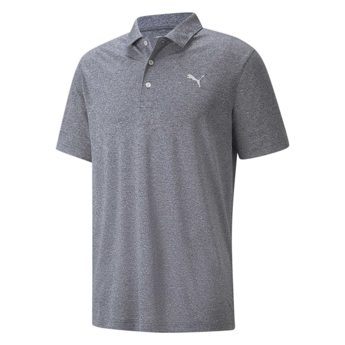 Navy Blazer - Front - Puma Mens Heathered Performance Polo Shirt