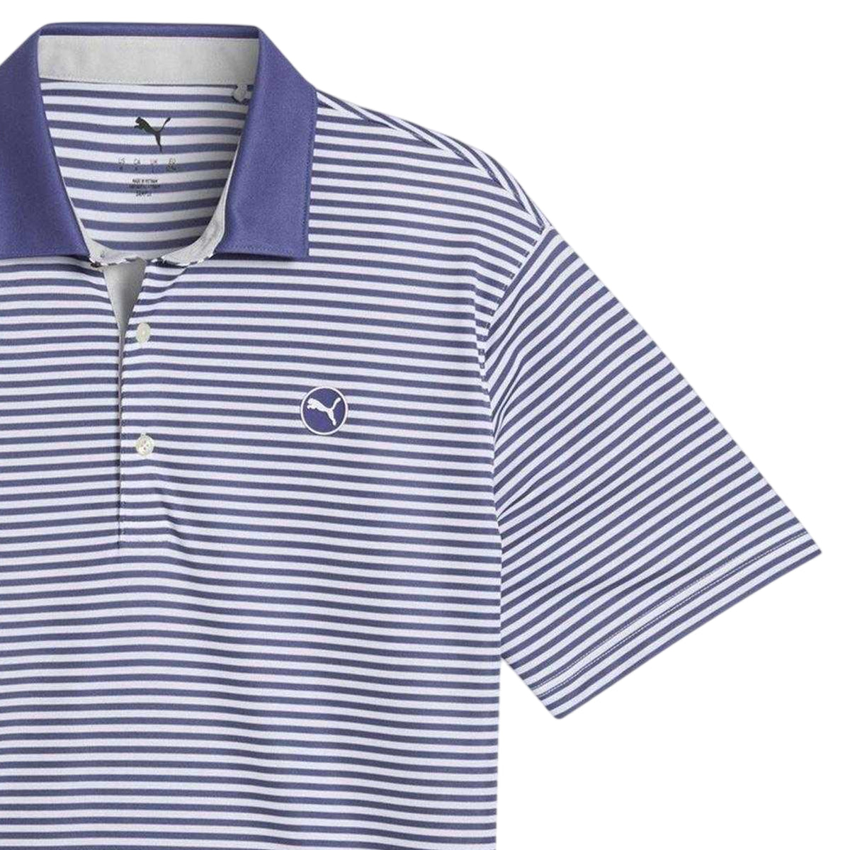 Blue-Navy - Side - Puma Mens Pure 2.0 Striped Performance Polo Shirt