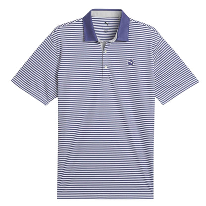 Blue-Navy - Front - Puma Mens Pure 2.0 Striped Performance Polo Shirt