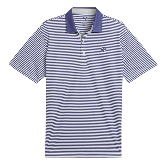 Blue-Navy - Front - Puma Mens Pure 2.0 Striped Performance Polo Shirt