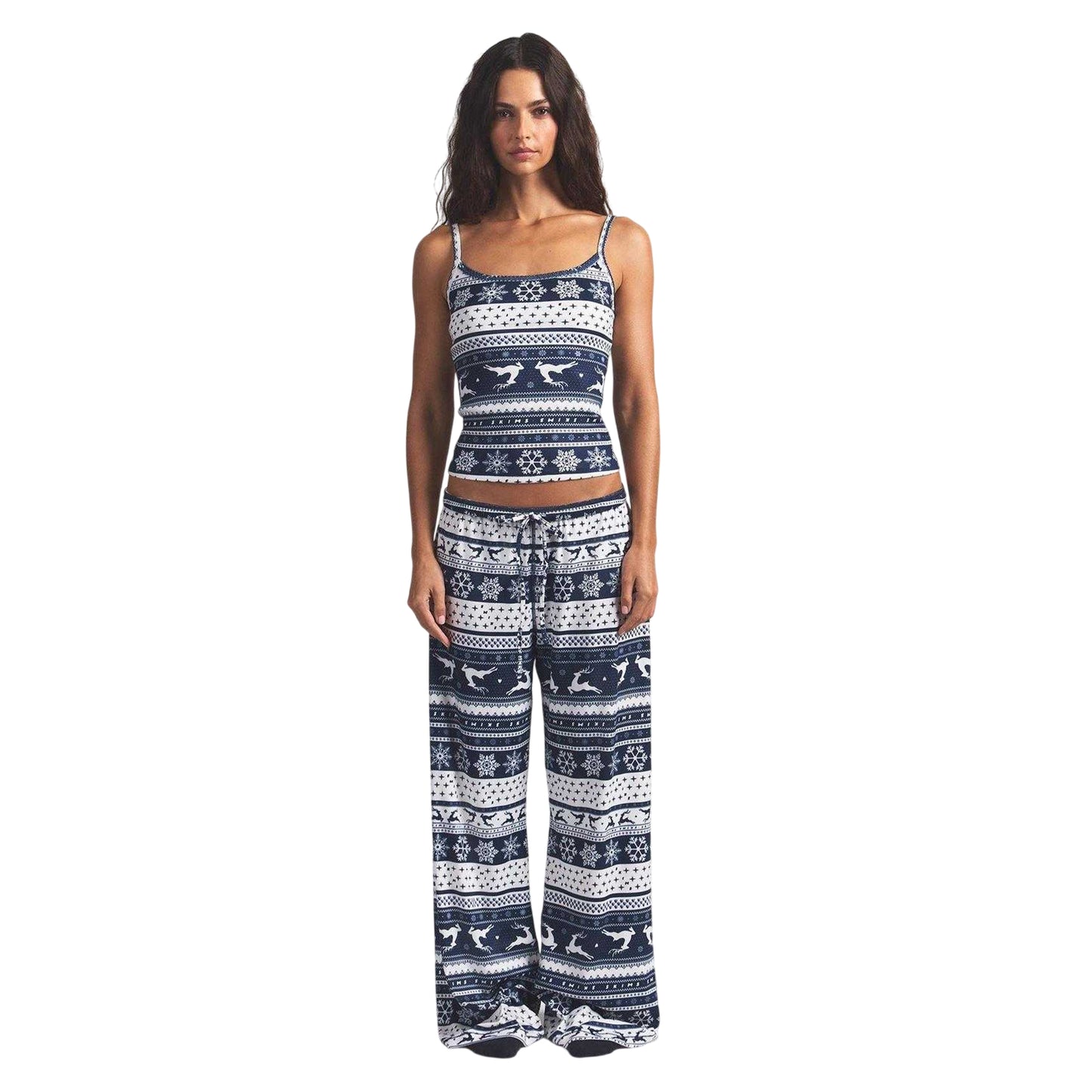 Navy - Lifestyle - Skims Womens-Ladies Plush Reindeer Logo Pyjama Bottoms