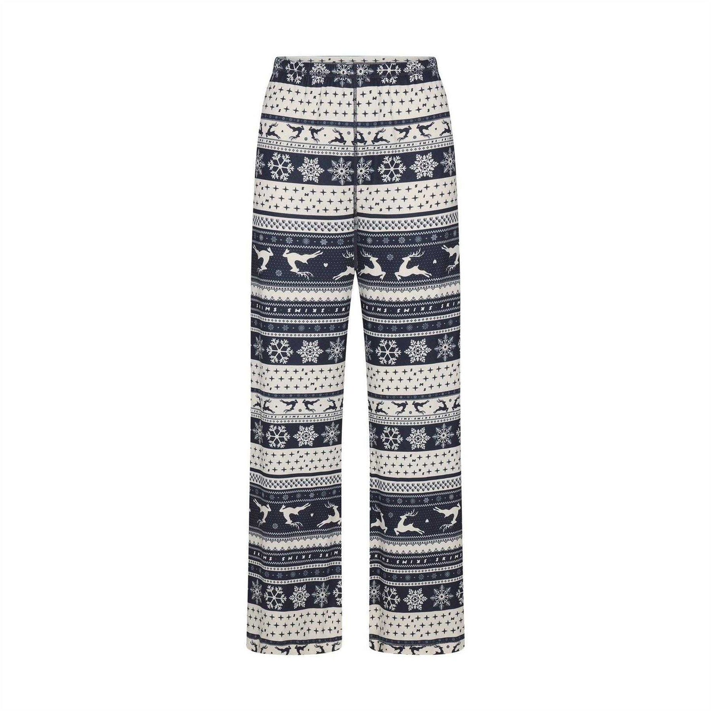 Navy - Front - Skims Womens-Ladies Plush Reindeer Logo Pyjama Bottoms