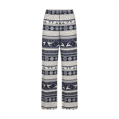 Navy - Front - Skims Womens-Ladies Plush Reindeer Logo Pyjama Bottoms