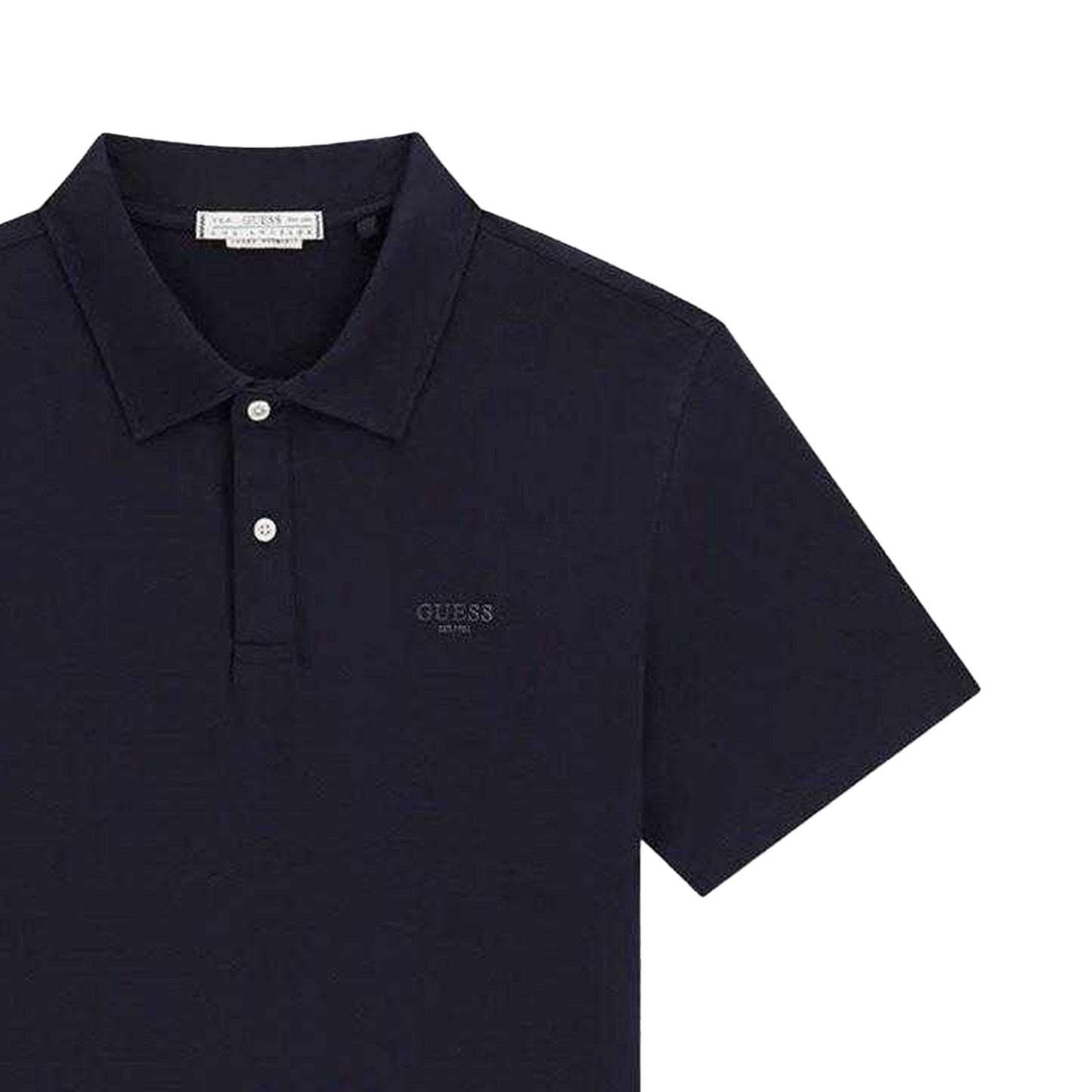 Blue - Side - Guess Mens Logo Polo Shirt