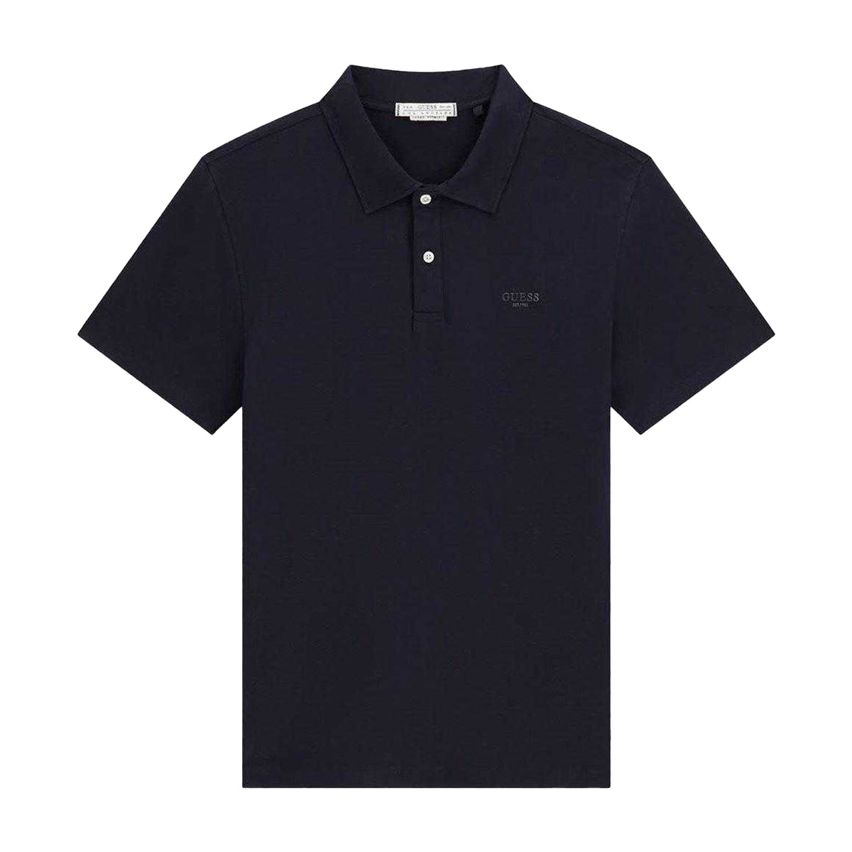 Blue - Front - Guess Mens Logo Polo Shirt