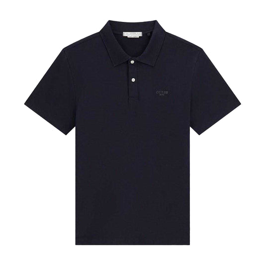 Blue - Front - Guess Mens Logo Polo Shirt