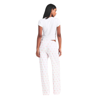 White - Back - Skims Womens-Ladies Pointelle Hearts Straight Leg Pyjama Bottoms