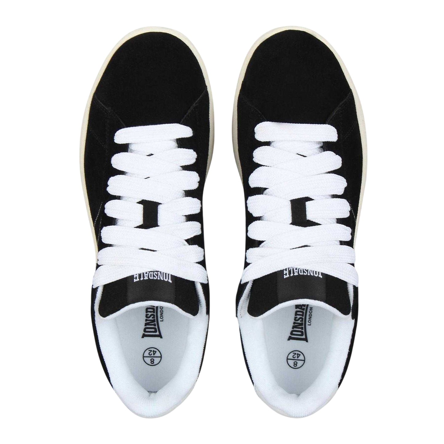Black-White - Side - Lonsdale Mens Kensal Leather Trainers