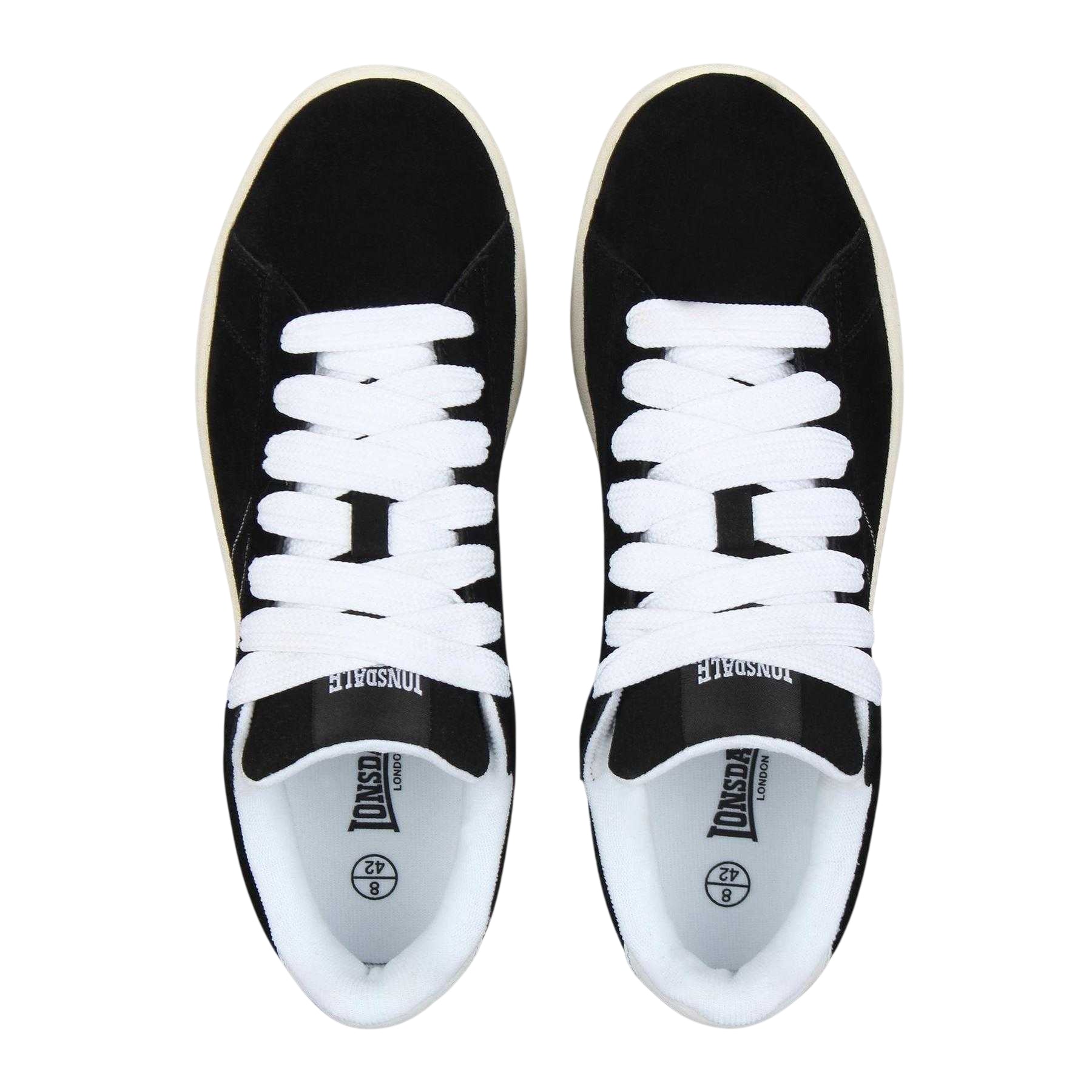 Black-White - Side - Lonsdale Mens Kensal Leather Trainers
