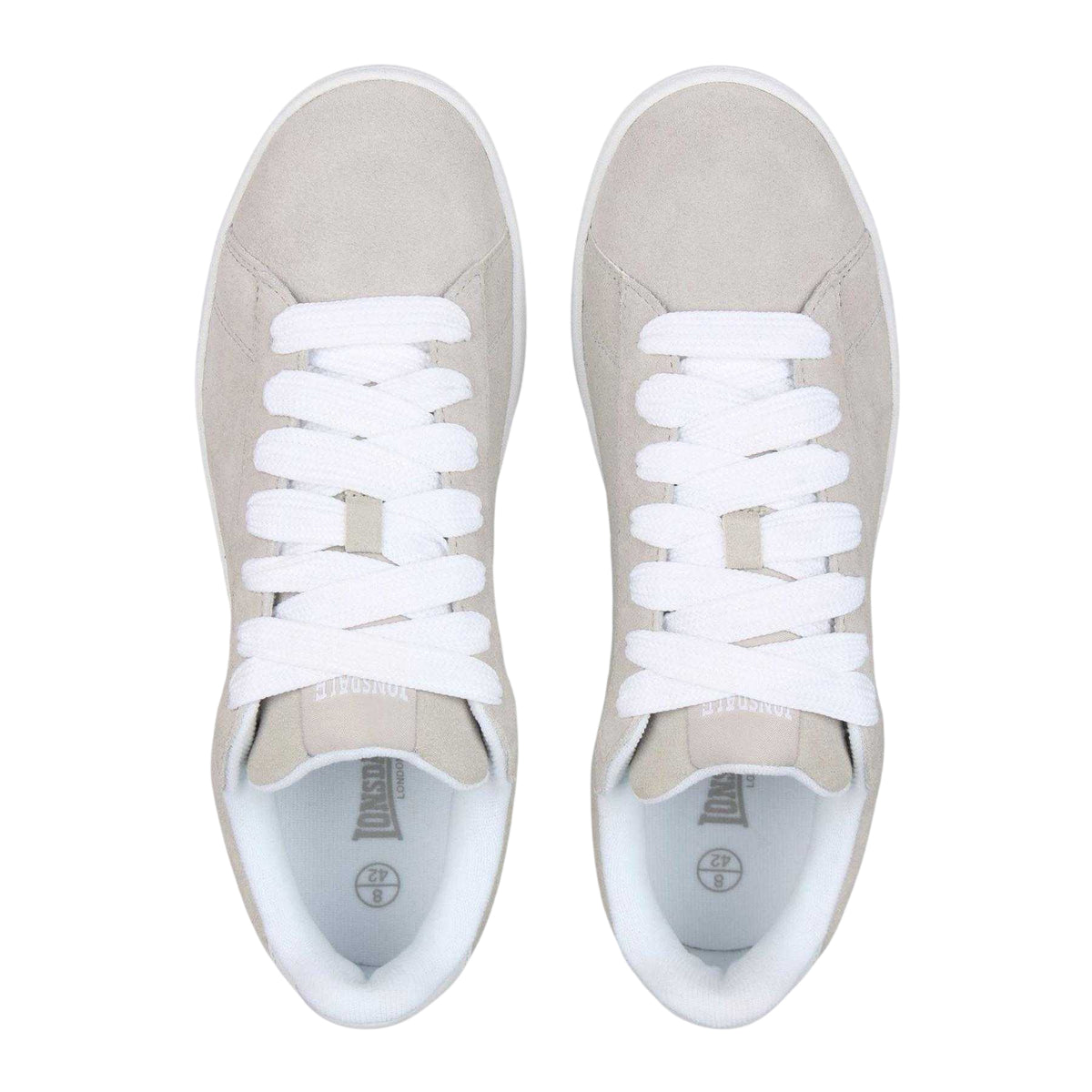 Grey-White - Side - Lonsdale Mens Kensal Leather Trainers