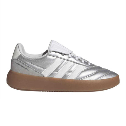 Silver - Front - Adidas Mens Mundial Suede Indoor Football Trainers