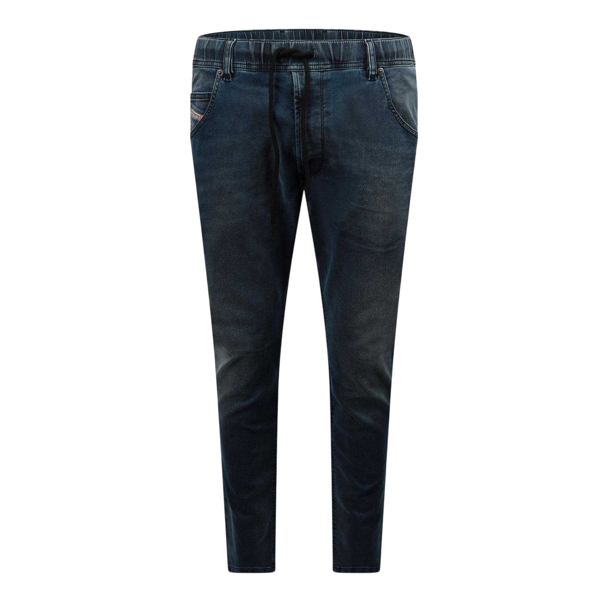 Blue Denim - Front - Diesel Mens Krooley-Ne Sweat Denim Tapered Jeans
