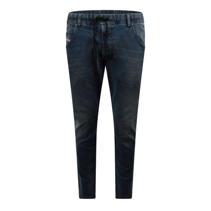 Blue Denim - Front - Diesel Mens Krooley-Ne Sweat Denim Tapered Jeans