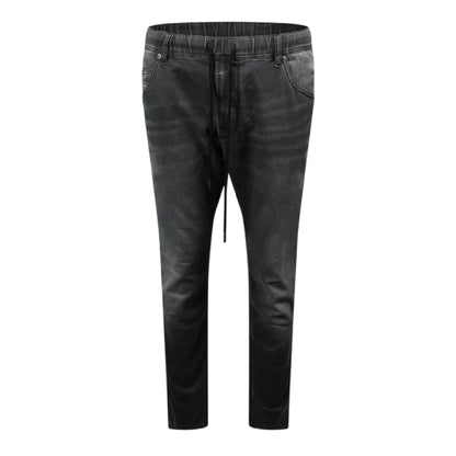 Black-Grey - Front - Diesel Mens Krooley-Ne Sweat Denim Tapered Jeans