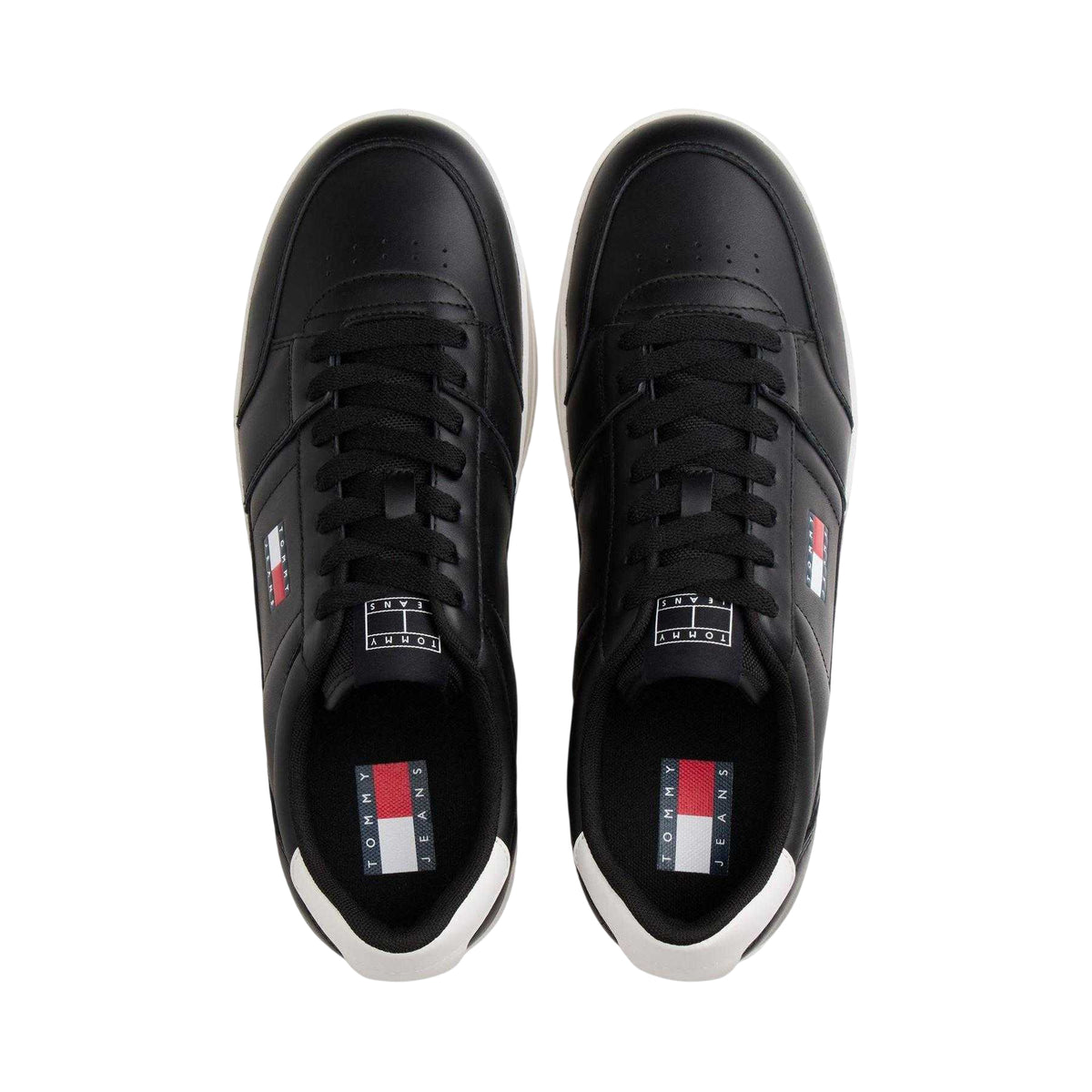 Black - Side - Tommy Jeans Mens Greenwich Leather Flat Trainers