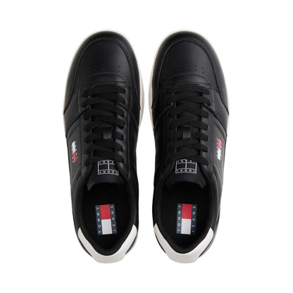 Black - Side - Tommy Jeans Mens Greenwich Leather Flat Trainers