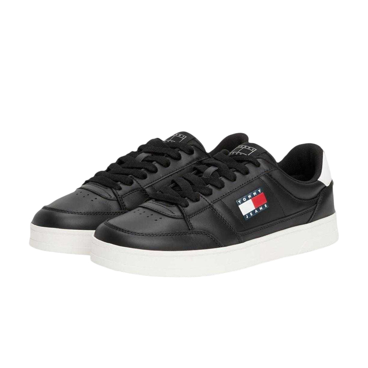 Black - Pack Shot - Tommy Jeans Mens Greenwich Leather Flat Trainers