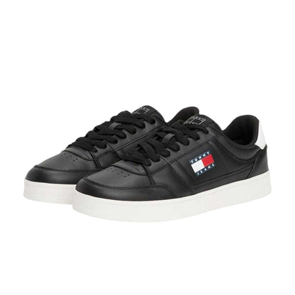 Black - Pack Shot - Tommy Jeans Mens Greenwich Leather Flat Trainers