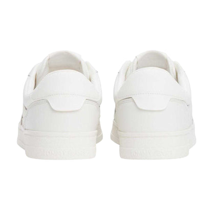 Ecru - Back - Tommy Jeans Mens Greenwich Leather Flat Trainers