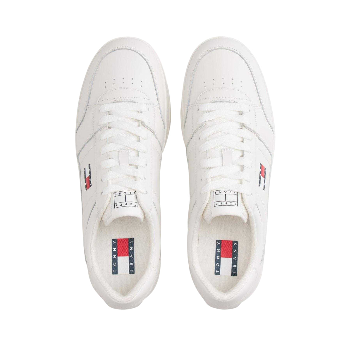 Ecru - Side - Tommy Jeans Mens Greenwich Leather Flat Trainers