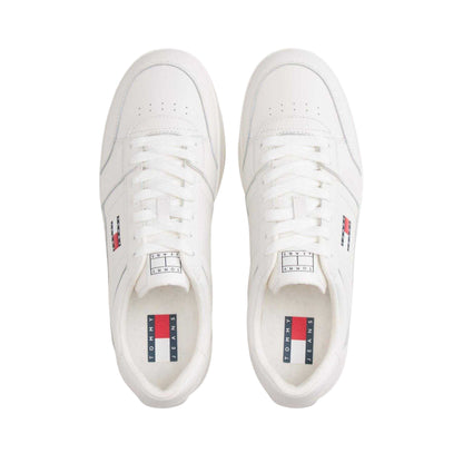 Ecru - Side - Tommy Jeans Mens Greenwich Leather Flat Trainers