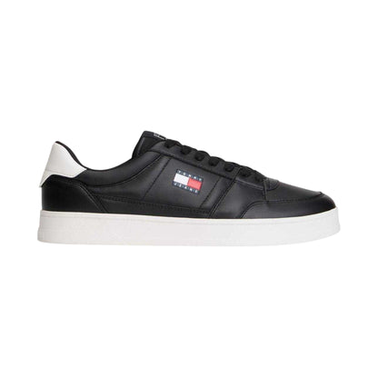 Black - Front - Tommy Jeans Mens Greenwich Leather Flat Trainers