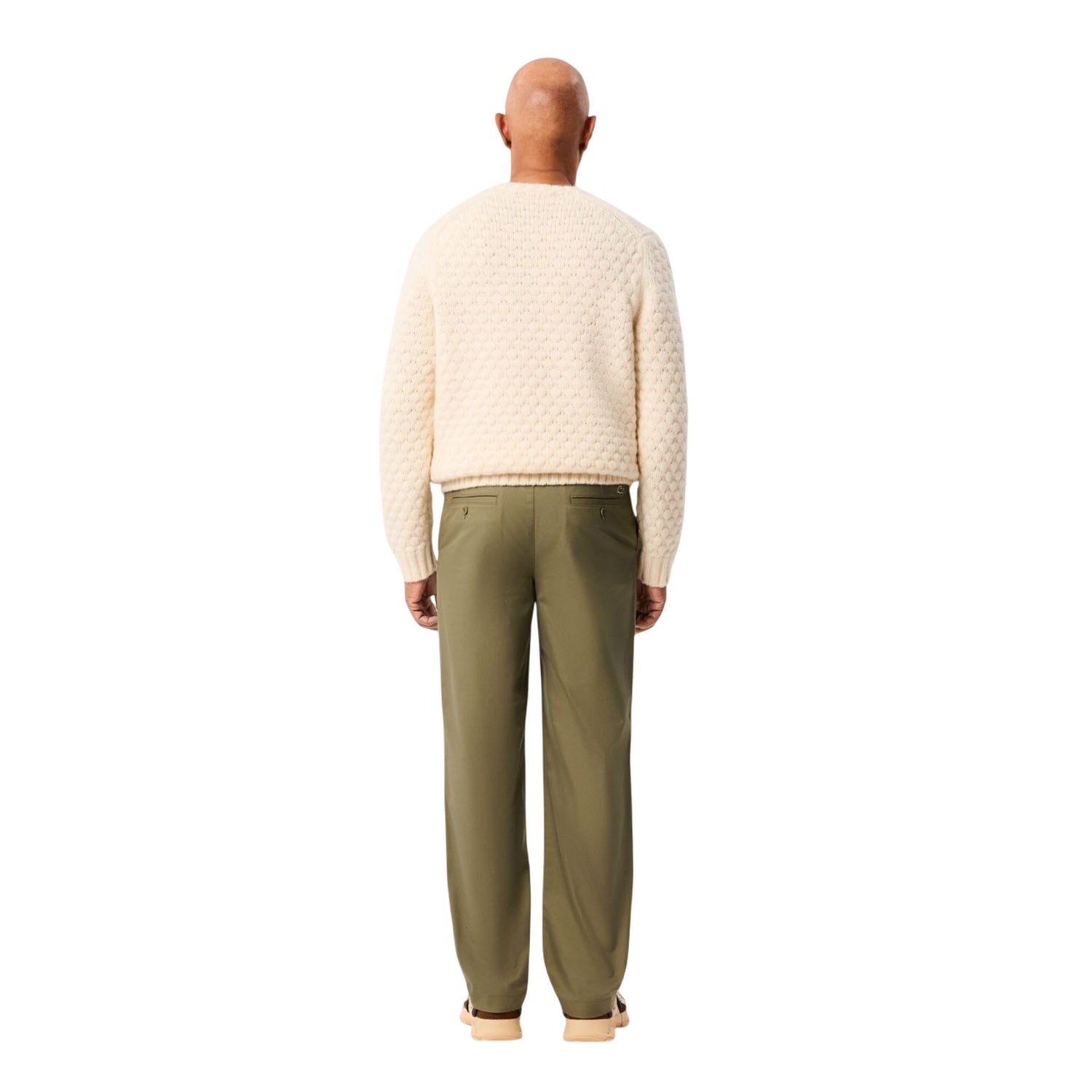 Khaki Green - Back - Lacoste Mens Cotton Twill Straight Chinos