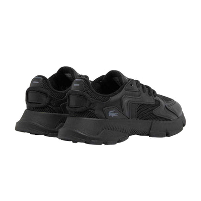Black - Back - Lacoste Childrens-Kids L003 Neo Suede Chunky Flat Trainers