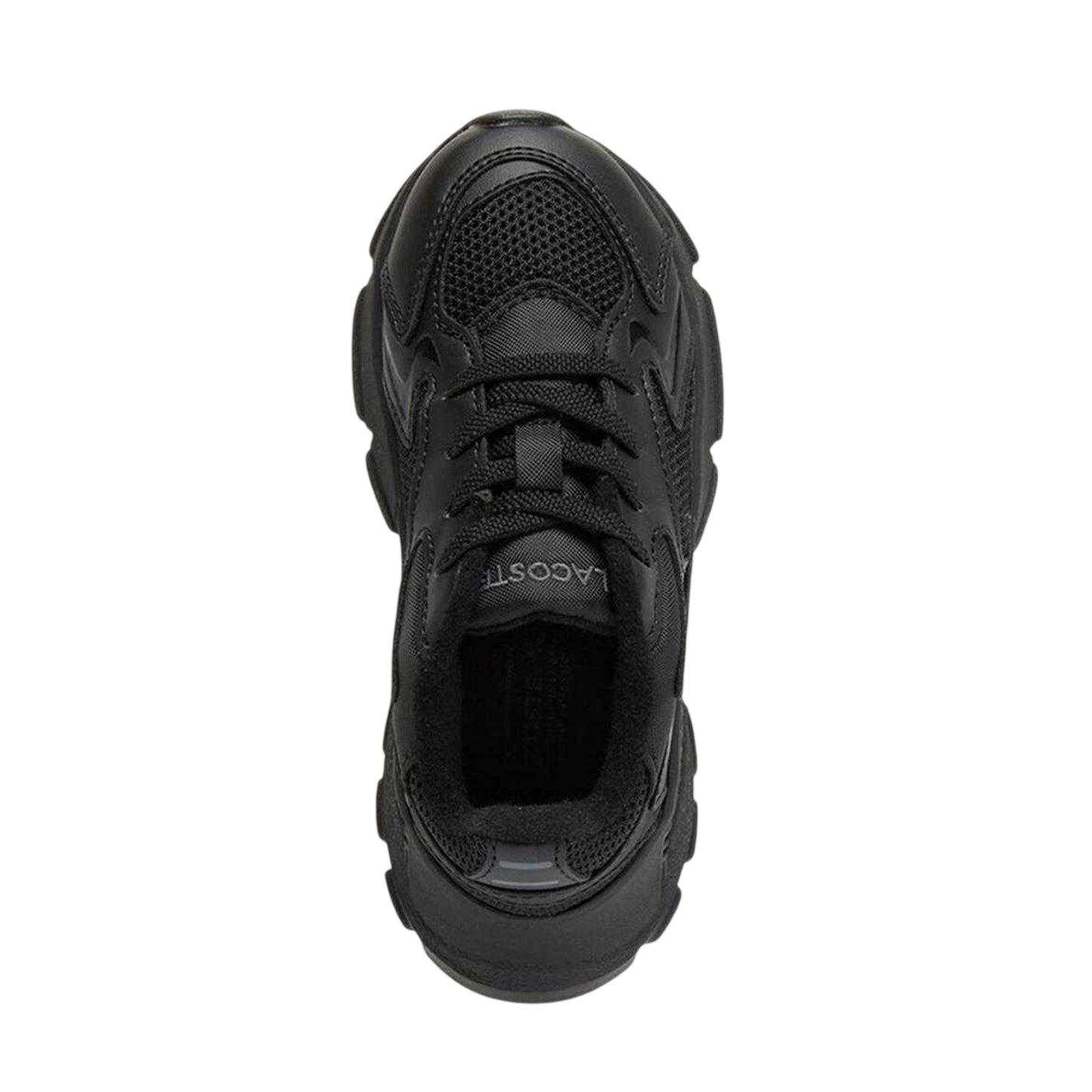 Black - Side - Lacoste Childrens-Kids L003 Neo Suede Chunky Flat Trainers