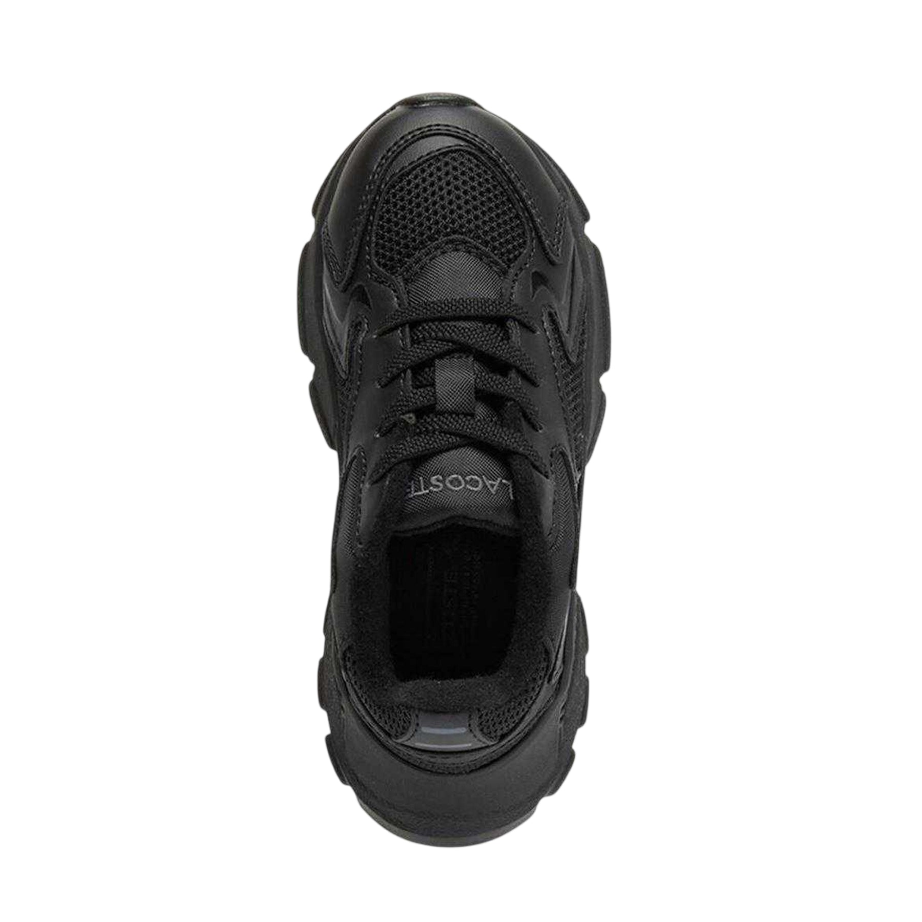 Black - Side - Lacoste Childrens-Kids L003 Neo Suede Chunky Flat Trainers