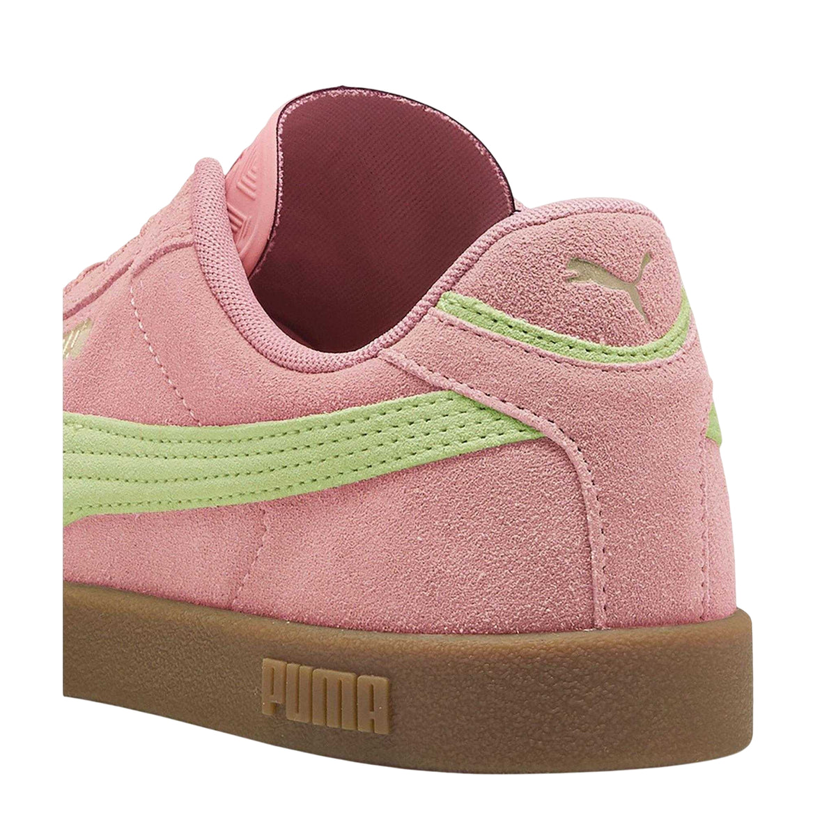 Pink-Yellow - Back - Puma Mens Club Suede Flat Trainers