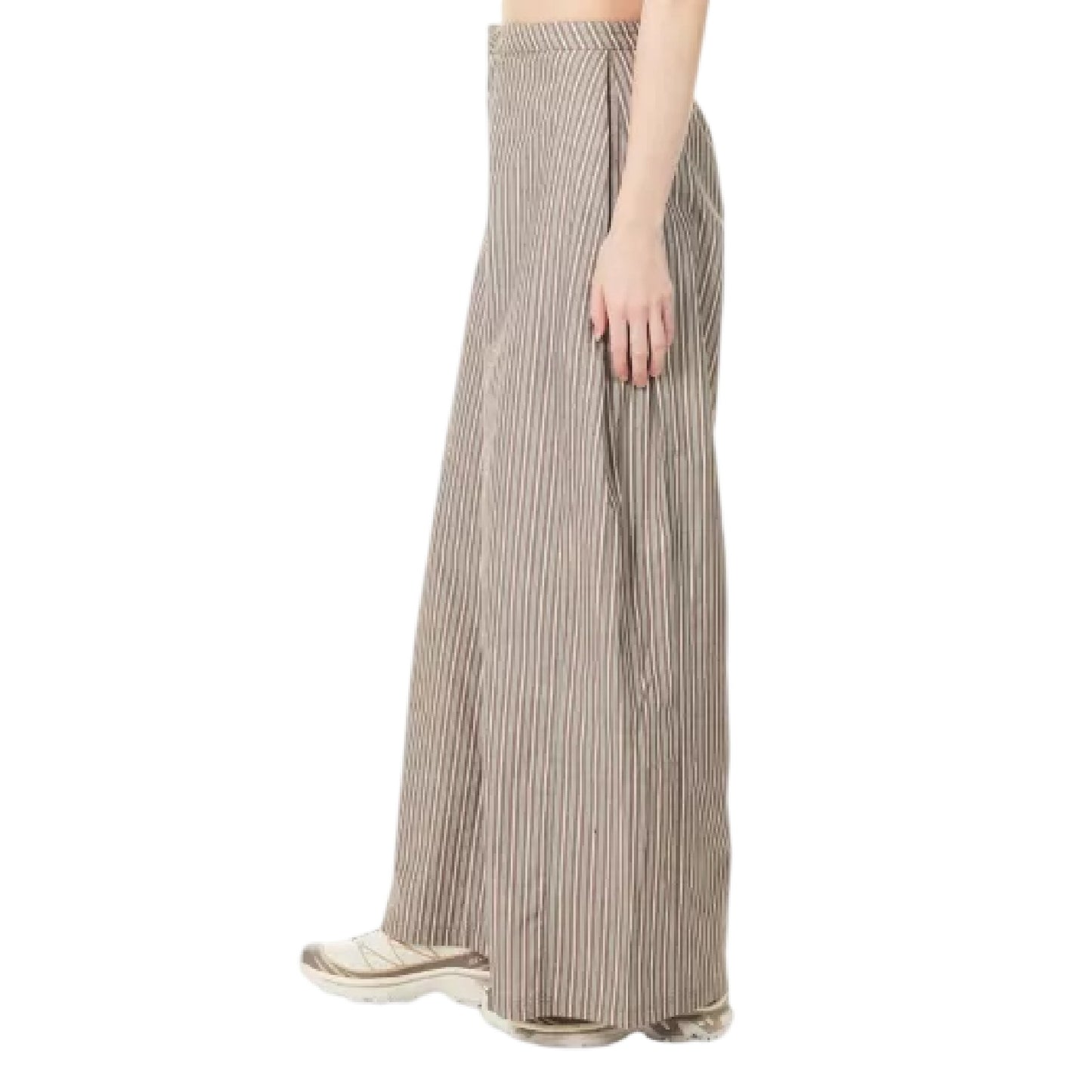 Beige - Side - Couture Club Womens-Ladies Multi Stripe Trousers
