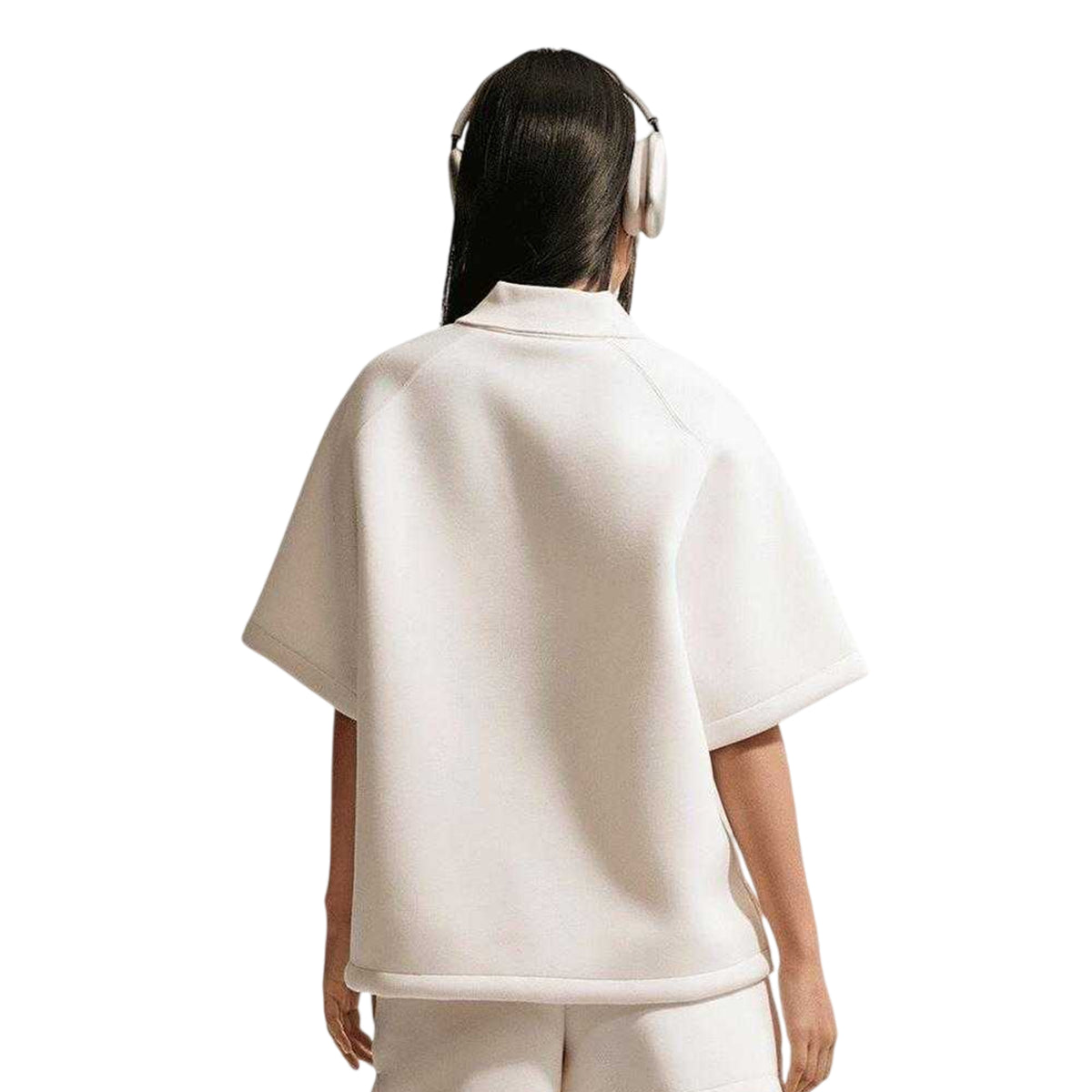 Beige - Back - Nike Womens-Ladies Fleece Short-Sleeved Polo Shirt