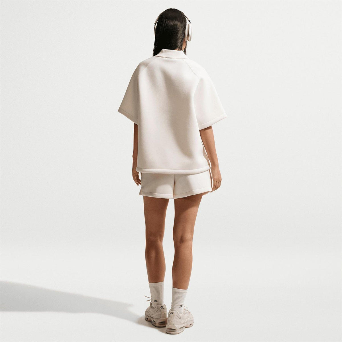 Chalk - Pack Shot - Nike Womens-Ladies Fleece Short-Sleeved Polo Shirt